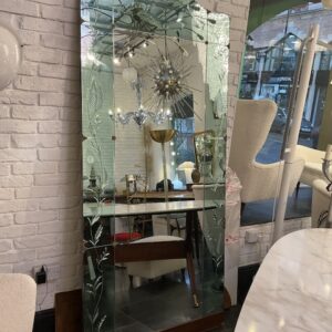Italian 1950’s mirrored frame mirror by Fontana Arte and Crystal Art