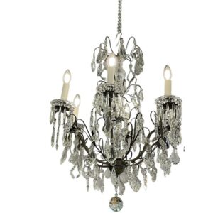 1920’s French Crystal and  Bronze chandelier