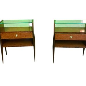 Italian 1950’s pair of Walnut Burl side tables by Vittorio Dassi