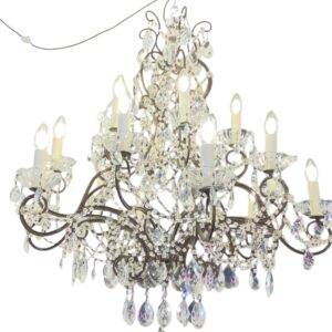Italian 1920-30’s Crystal drops Florentine  chandelier