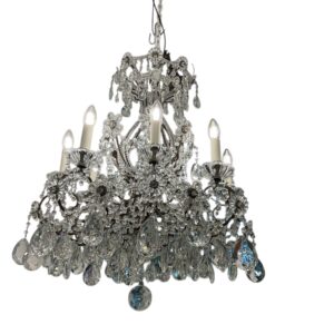 French 1920-30’s Crystal and Bronze Maison Bagues chandelier