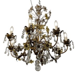 Italian Florentine  1940’s Crystal drops chandelier