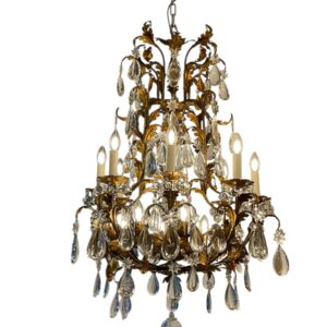 French 1940’s Crystal drops Maison Bagues chandelier