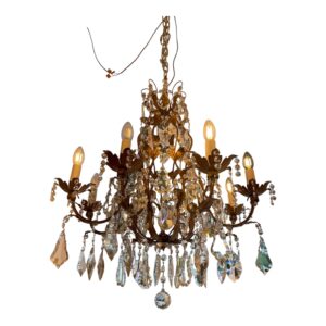 French 1940's   Bohemian and Swarovski  Crystal  drops Maison Jansen chandelier just been re-wired