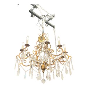 French 1940's lead Crystal and Bohemian  drops chandelier